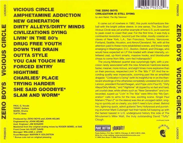 Zero Boys : Vicious Circle (CD, Album, RE, RM)