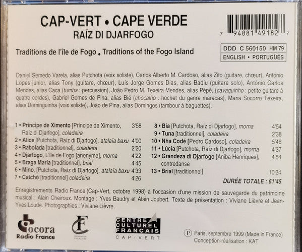 Raíz Di Djarfogo : Cap-Vert: Traditions De L'île De Fogo = Cape Verde: Traditions Of The Fogo Island (CD, RE, Sli)