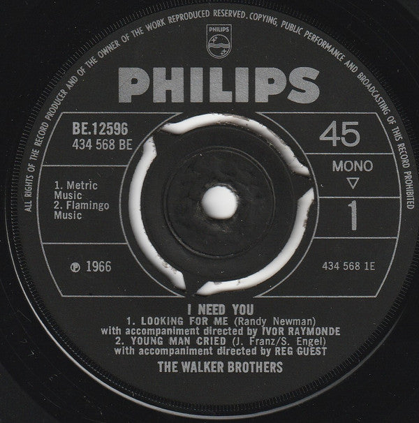 The Walker Brothers : I Need You (7", EP, Mono)