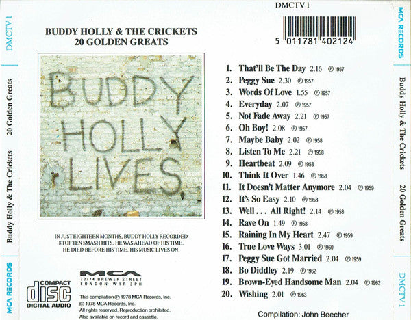 Buddy Holly & The Crickets (2) : 20 Golden Greats (CD, Comp, RE)