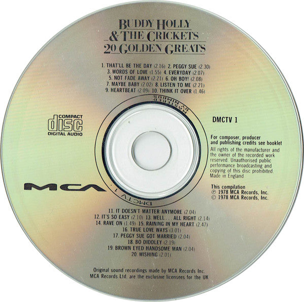 Buddy Holly & The Crickets (2) : 20 Golden Greats (CD, Comp, RE)