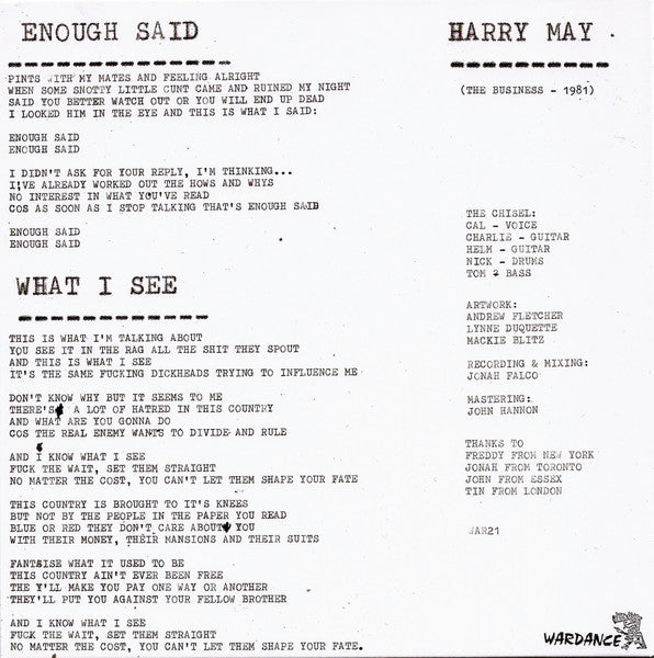 The Chisel : Enough Said (Flexi, 7", S/Sided)