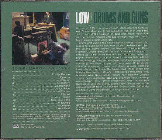 Low : Drums And Guns (CD, Advance, Album, Promo)