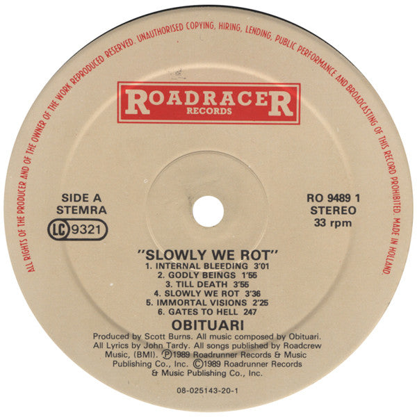 Obituary : Slowly We Rot (LP, Album)
