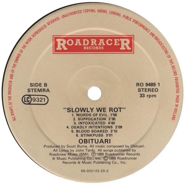 Obituary : Slowly We Rot (LP, Album)