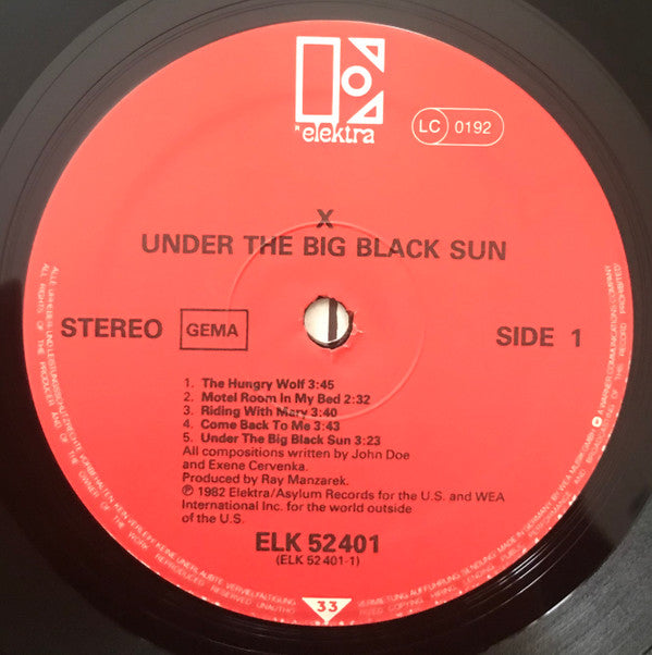 X (5) : Under The Big Black Sun (LP, Album)