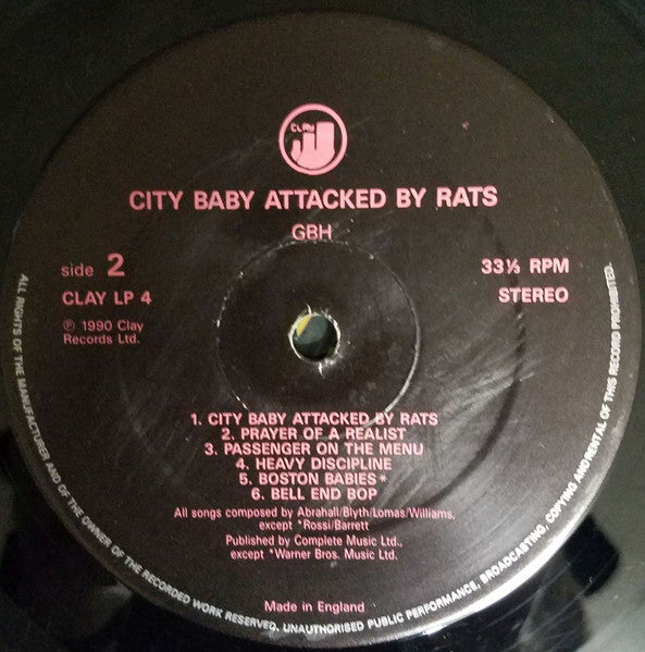 Charged G.B.H* : City Baby Attacked By Rats (LP, Album, RE)