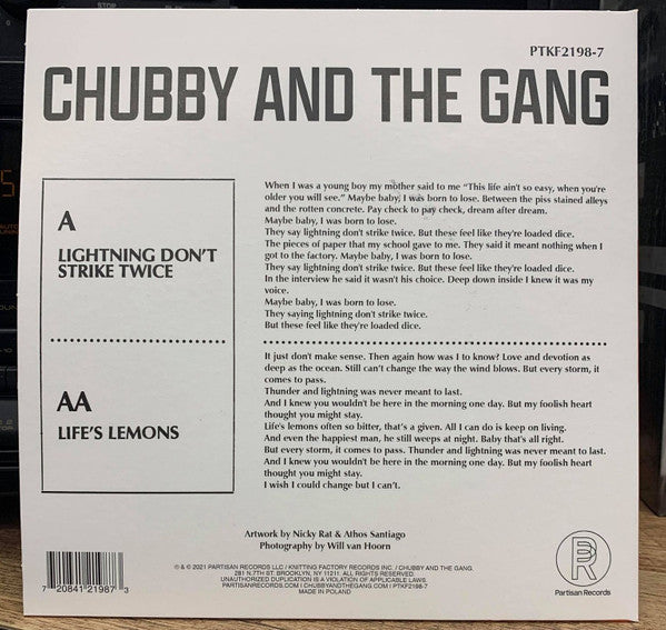 Chubby & The Gang : Lightning Don't Strike Twice / Life's Lemons (7", Single)