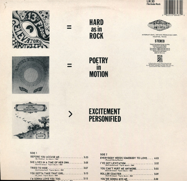 13th Floor Elevators : Live (LP, Album, RE)