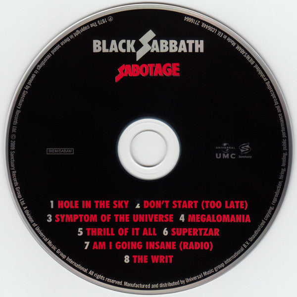 Black Sabbath : Sabotage (CD, Album, RE, RM, Dig)