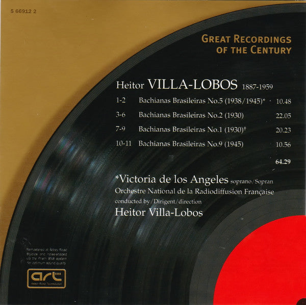 Villa-Lobos* : Victoria De Los Angeles, Heitor Villa-Lobos, Orchestre National De La Radiodiffusion Française* : Bachianas Brasileiras Nos. 1, 2, 5 & 9 (CD, Comp, Mono, RM)