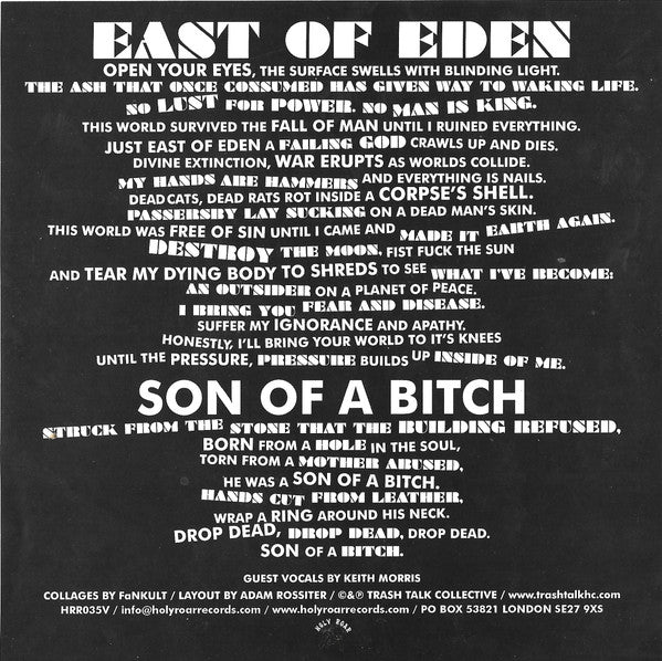 Trash Talk : East Of Eden / Son Of A Bitch (7", S/Sided, Cle)