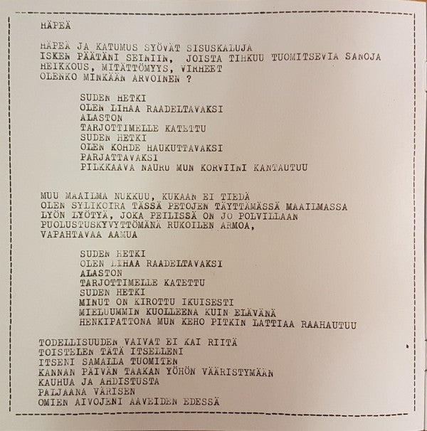 Kohti Tuhoa : Väkivaltaa (7", EP, Ltd, Blu)