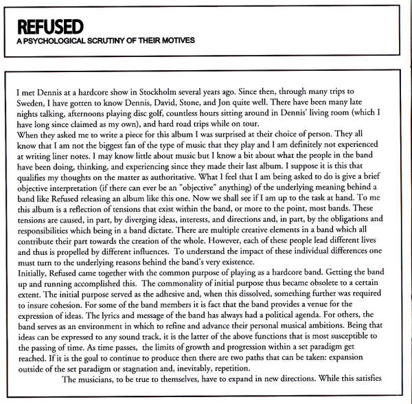 Refused : The Shape Of Punk To Come (A Chimerical Bombination In 12 Bursts) (CD, Album, RE)