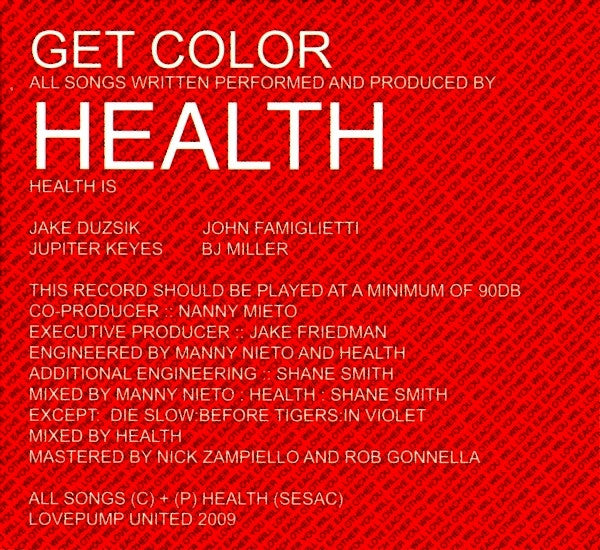 HEALTH (2) : Get Color (CD, Album, Dig)