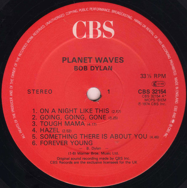 Bob Dylan : Planet Waves (LP, Album, RE)
