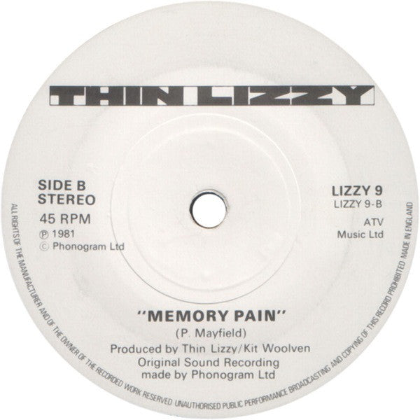 Thin Lizzy : Trouble Boys (7", Single, Whi)