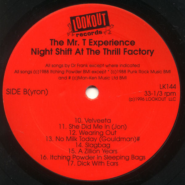 The Mr. T Experience : Night Shift At The Thrill Factory (LP, Album, RE)