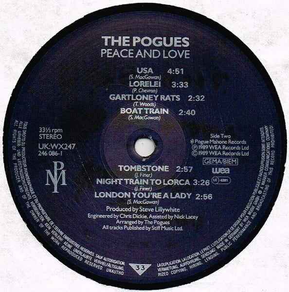 Pogues* : Peace And Love (LP, Album)