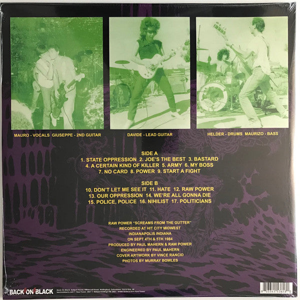 Raw Power (2) : Screams From The Gutter (LP, Album, RE, Whi)