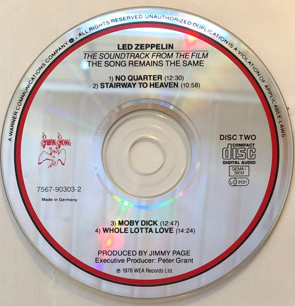 Led Zeppelin : The Soundtrack From The Film The Song Remains The Same (2xCD, Album, RE, Fat)