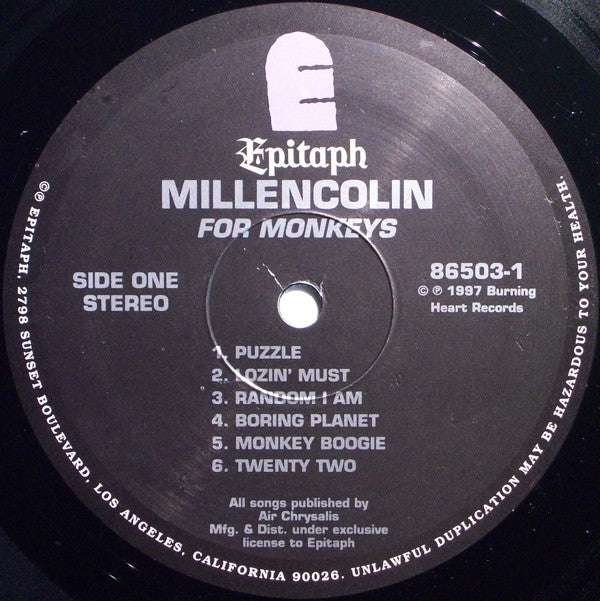 Millencolin : For Monkeys (LP, Album)