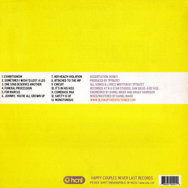 The Plot To Blow Up The Eiffel Tower : Dissertation, Honey (LP, Album)