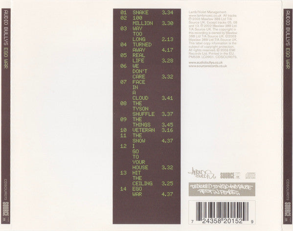 Audio Bullys : Ego War (CD, Album, EMI)