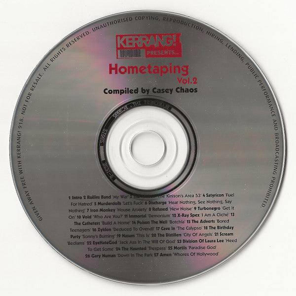 Various : Refuse Music: Hometaping Vol 2 (CD, Promo)