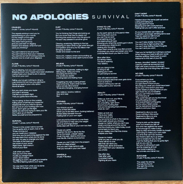 No Apologies : Survival (LP, Blu)