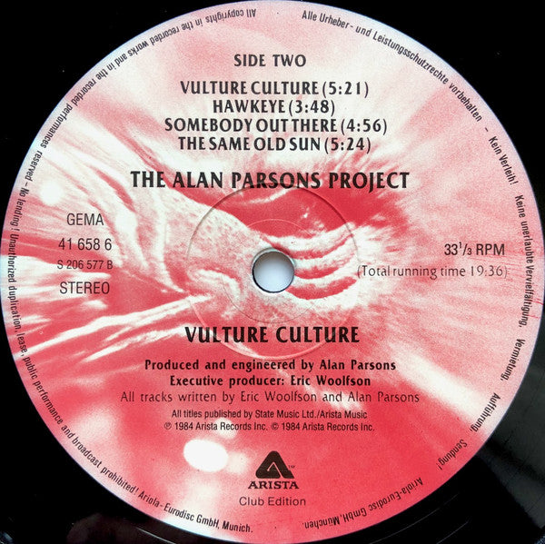 The Alan Parsons Project : Vulture Culture (LP, Album, Club, RE)