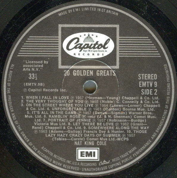 Nat King Cole : 20 Golden Greats (LP, Album, Comp)
