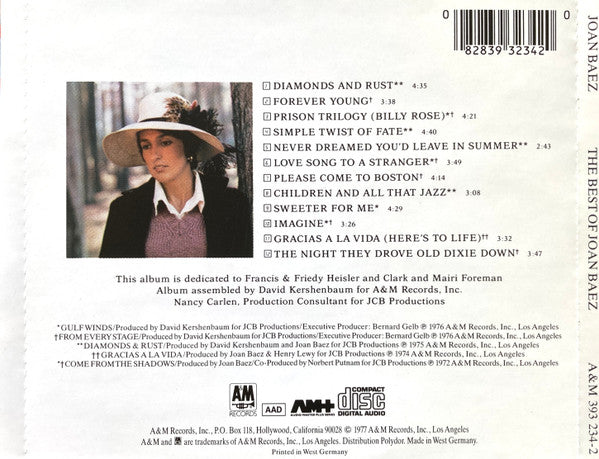 Joan Baez : The Best Of Joan C. Baez (CD, Comp)