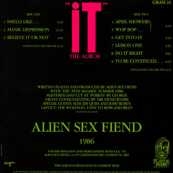 Alien Sex Fiend : “It” The Album (LP, Album, Pos)