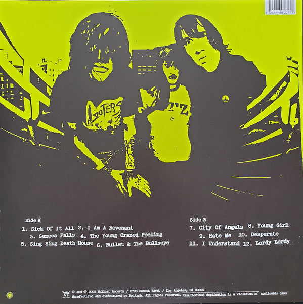 The Distillers : Sing Sing Death House (LP, Album, Ltd, RE, Yel)