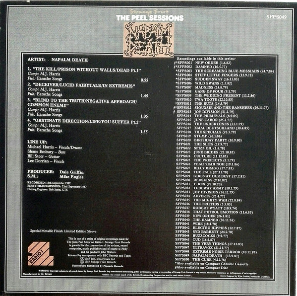 Napalm Death : The Peel Sessions (12", Ltd, Rou)