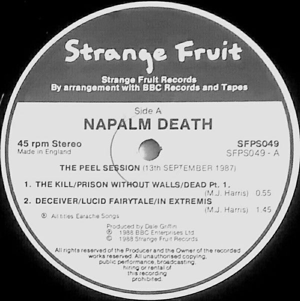 Napalm Death : The Peel Sessions (12", Ltd, Rou)