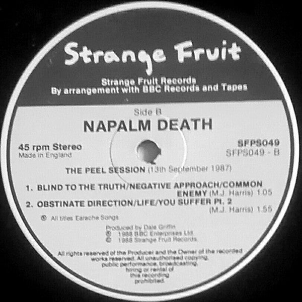 Napalm Death : The Peel Sessions (12", Ltd, Rou)