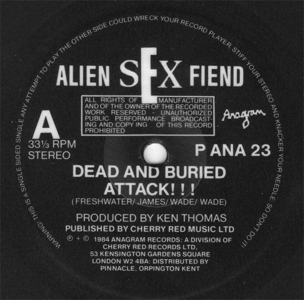 Alien Sex Fiend : Dead And Buried (7", S/Sided, Single, Ltd, Pic)