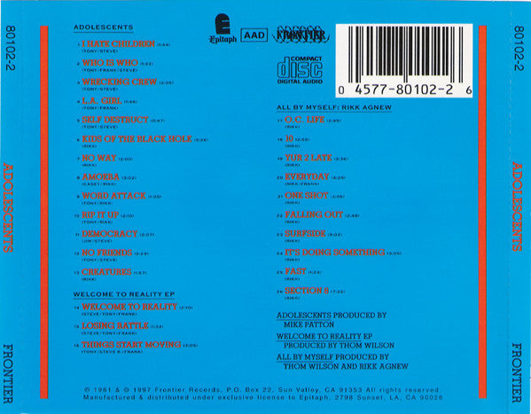 Adolescents : Adolescents (CD, Album, Comp, RE)