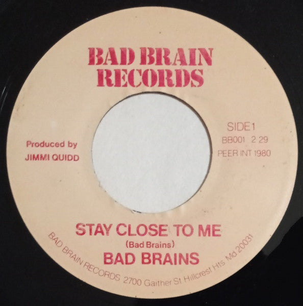 Bad Brains : Pay To Cum (7", Single, RP)