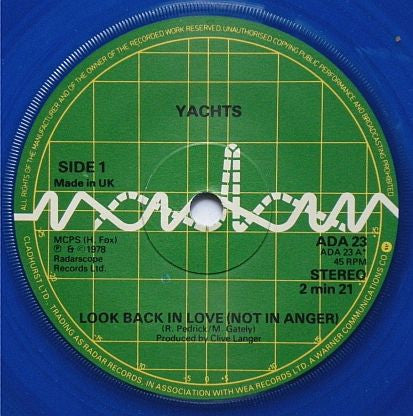 Yachts : Look Back In Love (Not In Anger) (7", Blu)