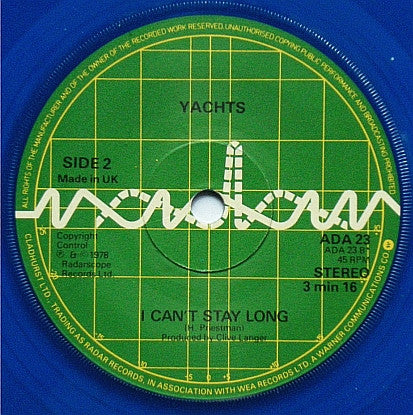 Yachts : Look Back In Love (Not In Anger) (7", Blu)