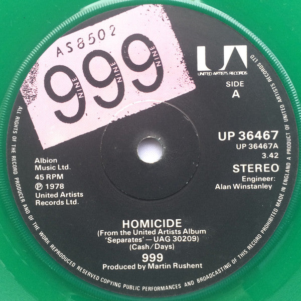 999 : Homicide (7", Single, Gre)