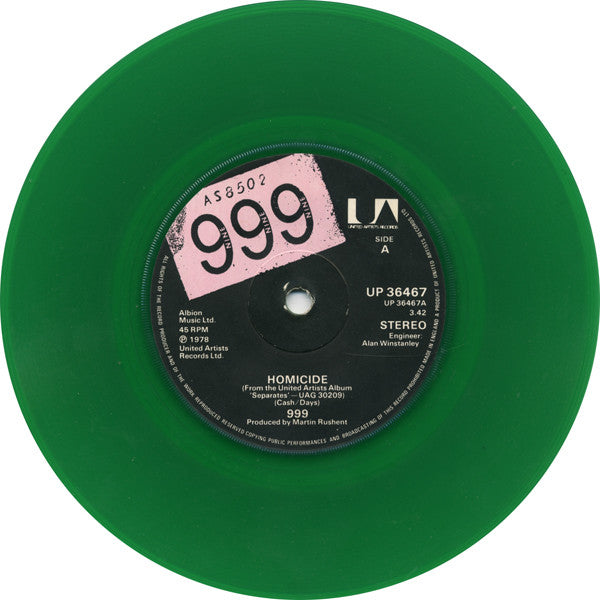 999 : Homicide (7", Single, Gre)
