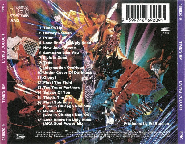 Living Colour : Time's Up (CD, Album, RE, DAD)