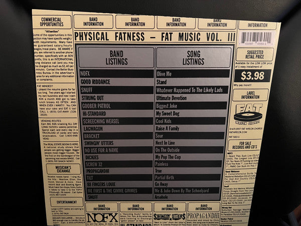 Various : Physical Fatness - Fat Music Vol. III (LP, Comp, Sil)
