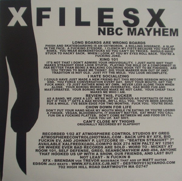 XFilesX / Self Defense : Nowhere To Run Nowhere To Hide (7")