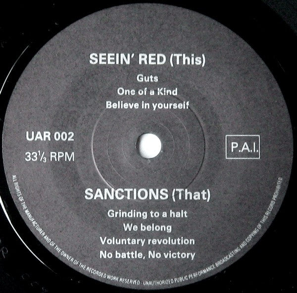 Seein Red* / Sanctions (2) : Seein Red / Sanctions (7")