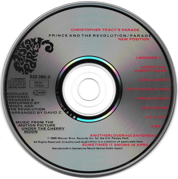 Prince And The Revolution : Parade (Music From The Motion Picture Under The Cherry Moon) (CD, Album)